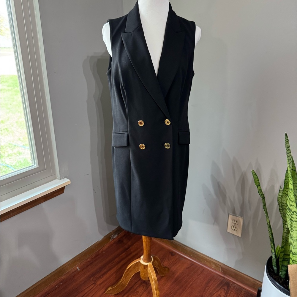 Calvin Klein Collection Charcoal Blazer with Gold Button
